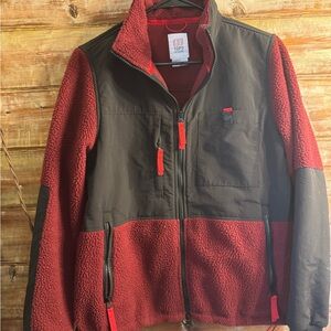 Topo Designs Red and Black Fleece Jacket